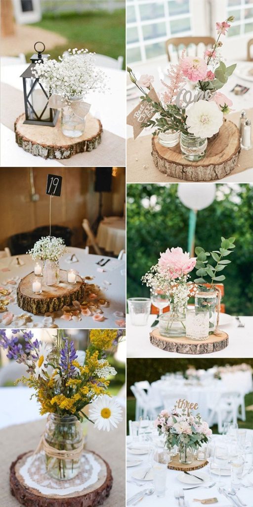 15 Rustic Wedding Centerpieces with Tree Stumps - Oh The Wedding Day