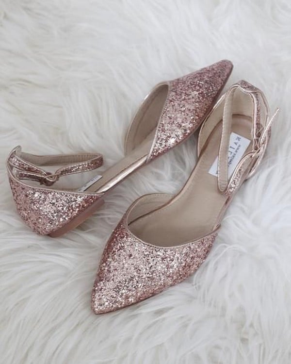 rose gold flat bridesmaid shoes